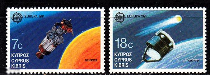 1991 Кипр Европа Космос Спутники Исследования № 771 - 772 п/с ** 1.80 евро 