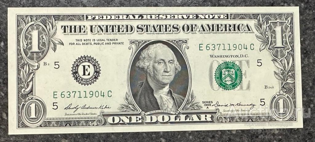 США 1 ДОЛЛАР 1969 A  5E (РИЧМОНД)  БЛОК ( E-C) 'UNC!!!' (см.фото)