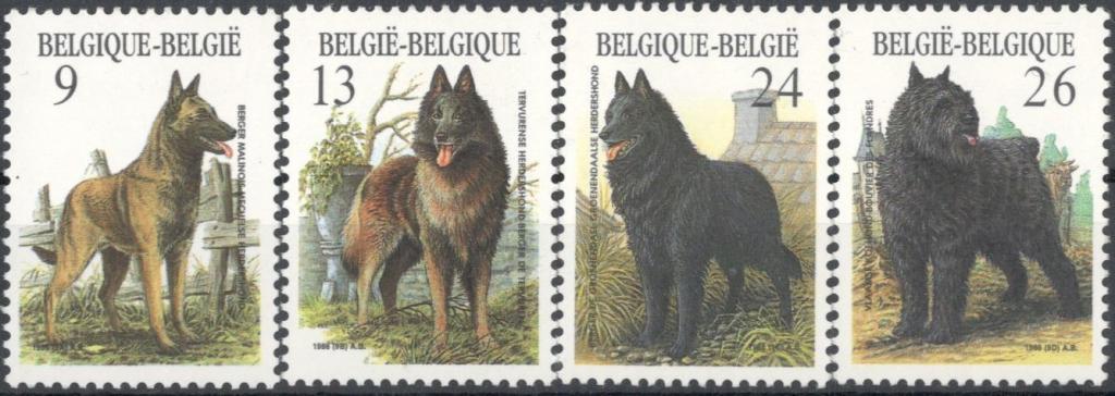 Бельгия, 1986, № 2265,2268, € 5,5, MNH, полн., Бельгийские породы собак