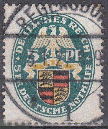 1926 Германия Немецкая помощь Герб Вюртемберг № 398 гаш. 3 евро