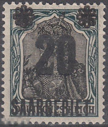 1921 Германия Саар Стандарт Надпечатка № 50 чистая * 0.50 евро 
