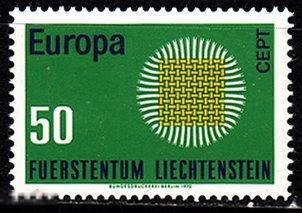 1970 Лихтенштейн Европа Плетеное изделие Символ солнца № 525 п/с ** 0.70 евро 