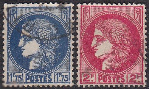 1938 - 1939 Франция Стандарт Церея № 400 - 401 гаш 0.90 евро 