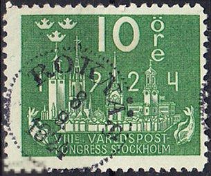 1924 Швеция Конгресс ВПС в Стокгольме Вид Стокгольма № 145 W гаш. 2 евро 