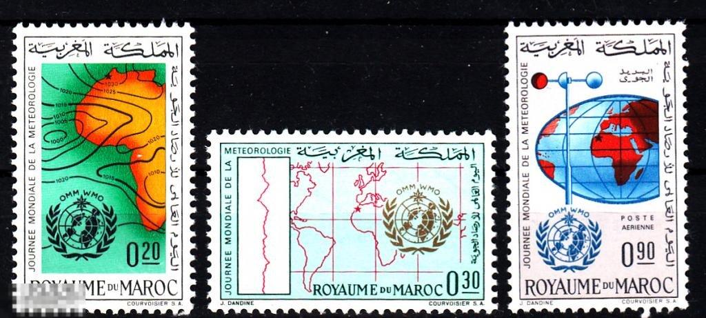 1964 Марокко Метеорология Карта Африки  № 531 - 533 п/с ** 2.50 евро 