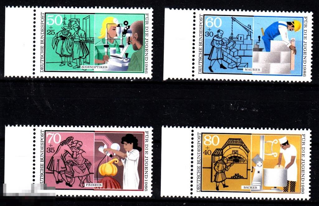 1986 Германия ФРГ Профессии № 1274 - 1277 ** п/c 7 евро 