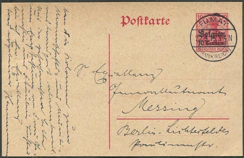 Германия 1915 ПМВ немецкая оккупация ФРАНЦИИ шт. FUMAY (FRANKREICH) Фюме почтовая карточка Бельгия