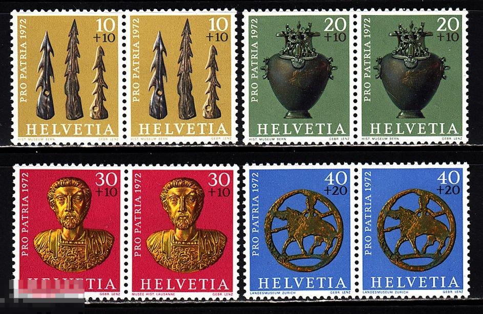 1972 Швейцария Археологические находки Археология № 971 - 974 п/c ** 2.80 евро 
