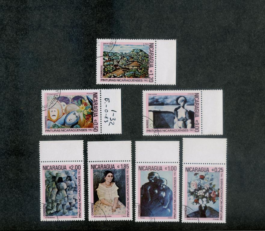 Никарагуа 1982 год,Никарагуанские Картины набор марок с блоком.