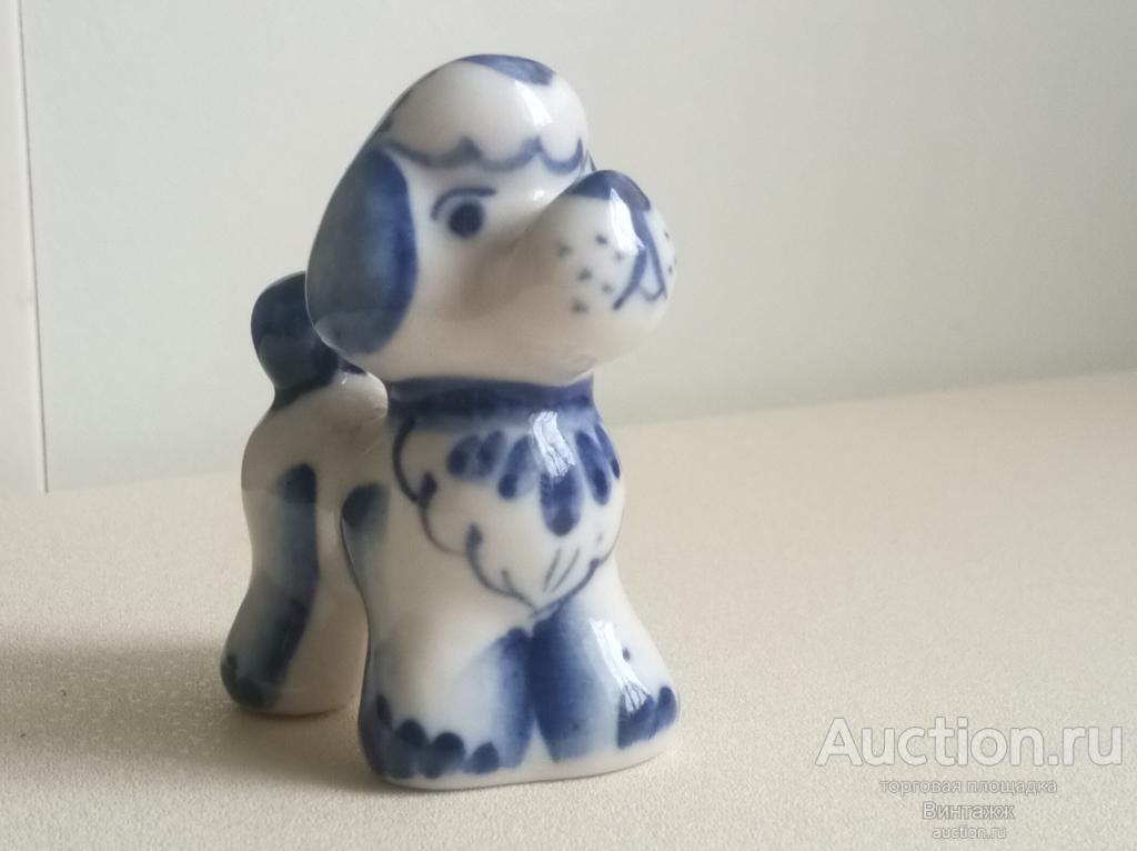 Статуэтка пудель щенок собака фарфор ГЖЕЛЬ клеймо
