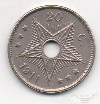Бельгийское Конго 20 сантимов 1911г. 41_7_28