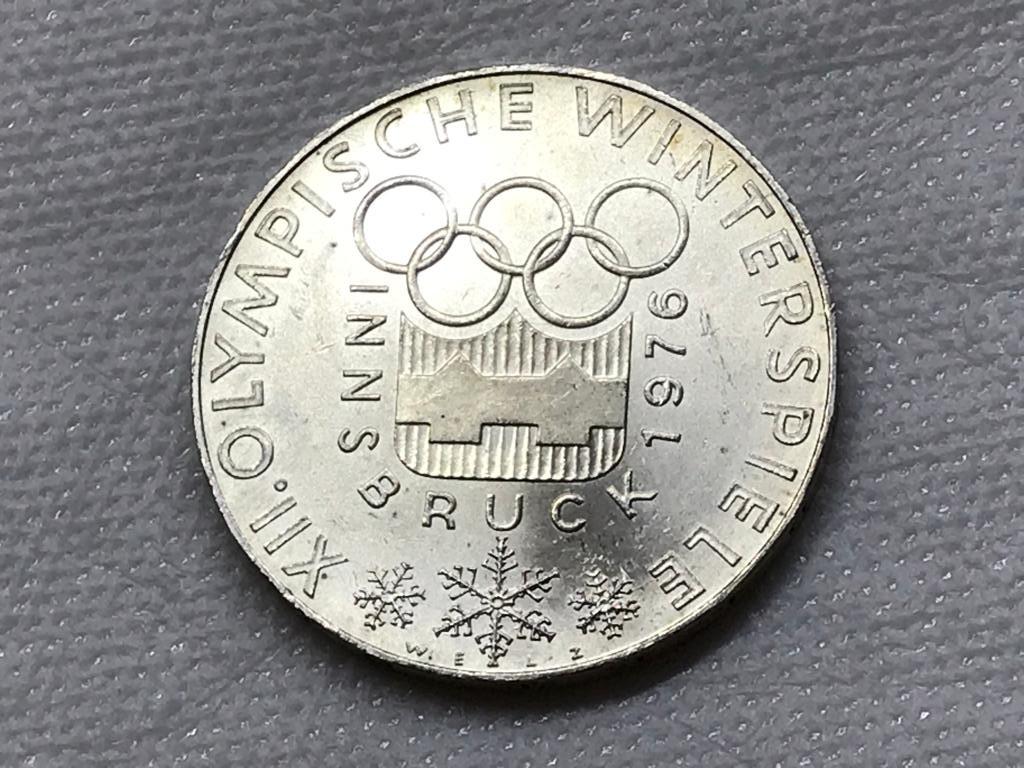 Австрия 100 шиллингов XII зимние Олимпийские Игры, Инсбрук 1976 - Олимпийская эмблема Серебро UNC