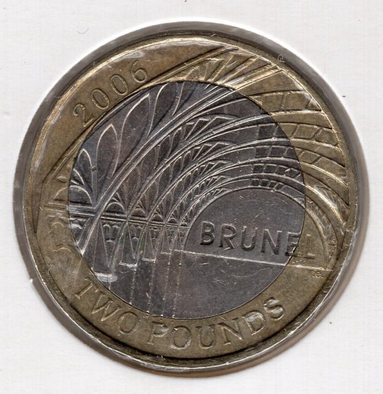 2 фунта - Великобритания - 2006 - Брунел - Станция Паддингтон - биметалл - KM#1061