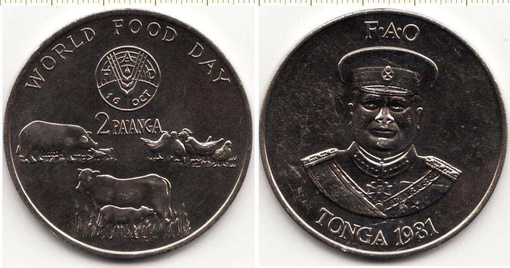 Тонга Монета 2 паанга 1981 год FAO UNC (6341)