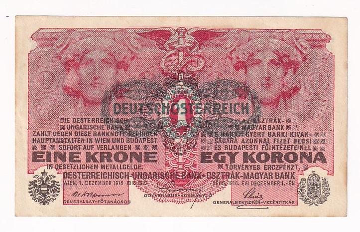 Австрия Банкнота 1 крона 1916 год VF+ (37480)