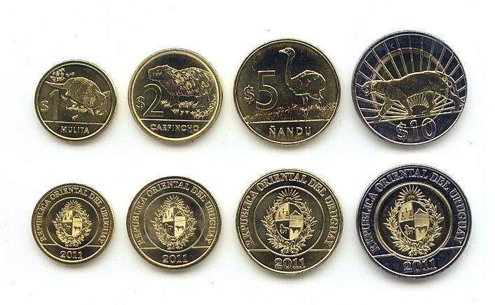 Уругвай Набор 4 монеты 2011 - 2012 год UNC (2754)