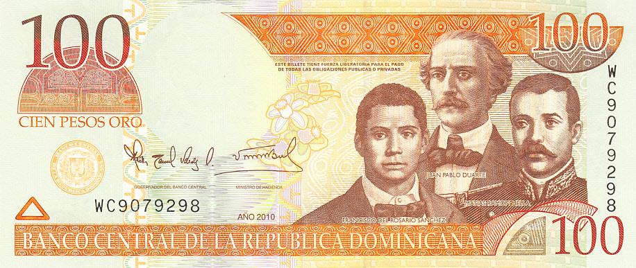 Доминикана Банкнота 100 песо 2010 год UNC (14577)