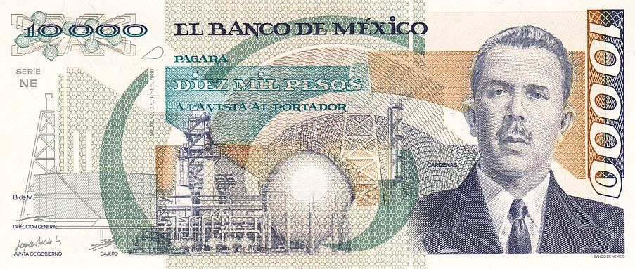 Мексика Банкнота 10000 песо 1988 год Серия NE UNC (12107)