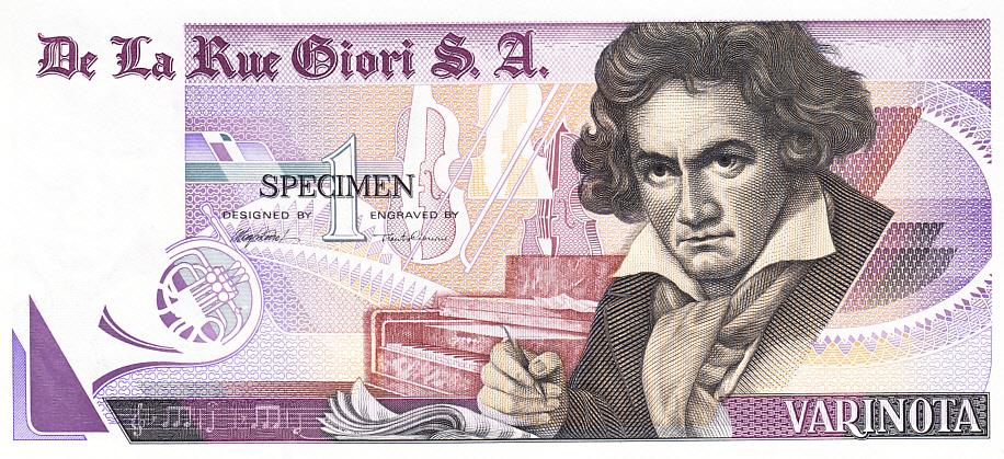 Италия Тестовая банкнота 1 - Бетховен UNC (12162)