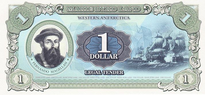 Земля Мэри Бэрд Банкнота 1 доллар 2014 год Фернан Магеллан  (13527)