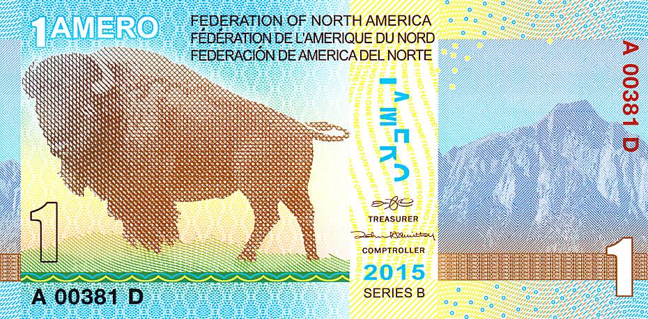 Северная Америка Банкнота 1 амеро 2015 год UNC (12296)