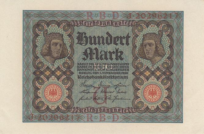 Германия Банкнота 100 марок 1920 год AUNC (20819)