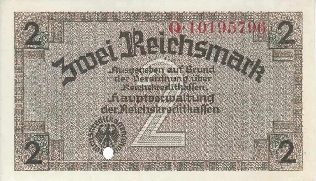 Германия (Оккупированные территории) Банкнота 2 марки 1940 год UNC (21185)