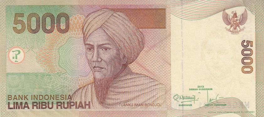 Индонезия Банкнота 5000 рупий 2013 год (2-й тип подписи) UNC (20082)