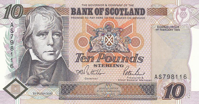 Шотландия Банкнота 10 фунтов 1995 год UNC (21231)