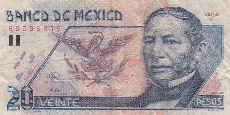 Мексика Банкнота 20 песо 1994 год Серия А VF (22104)