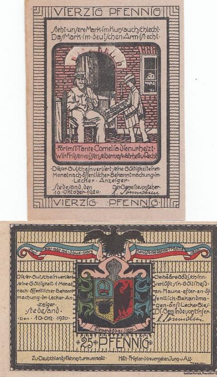 Германия Полный набор 2 нотгельда 1920 год Stedesand AUNC/UNC (21723)