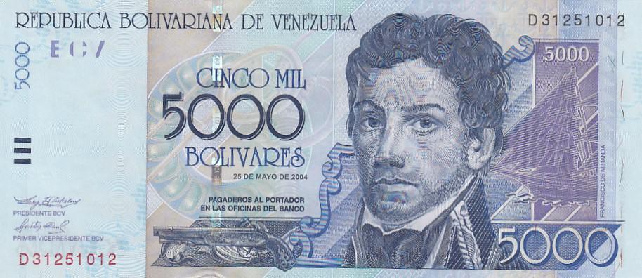 Венесуэла Банкнота 5000 боливаров 2004 год AUNC (22446)