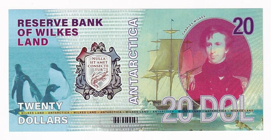Земля Уилкса Антарктика 20 долларов 2021 пингвин корабль UNC (35227)