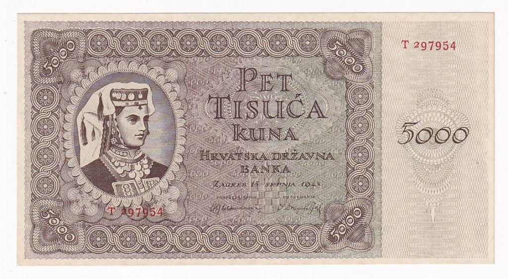 Хорватия Банкнота 5000 кун 1943 год UNC (34835)