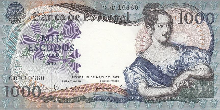 Португалия Банкнота 1000 эскудо 1967 год AUNC/UNC (18378)