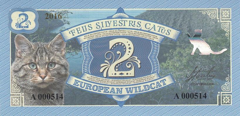 Бона 2 Серия кошки 2016 год - Европейская дикая кошка UNC (18677)