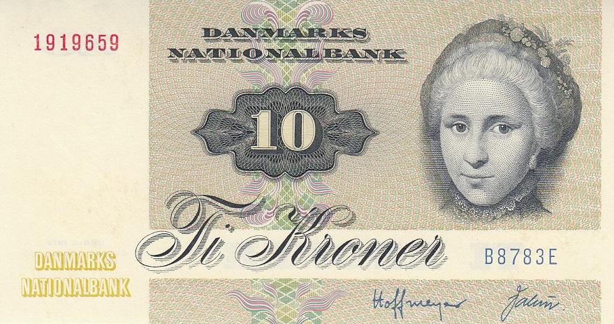 Дания Банкнота 10 крон 1978 год (2-й тип подписи) UNC (18673)