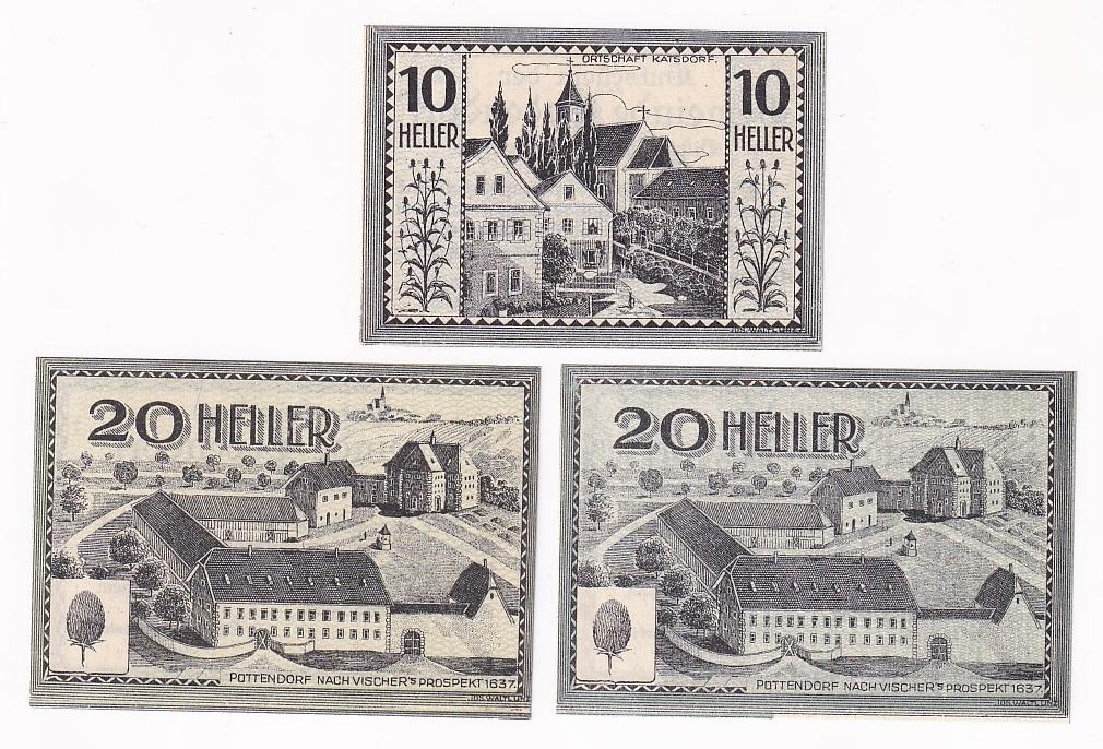 Австрия Полный набор 3 нотгельда 1920 год UNC (34171)