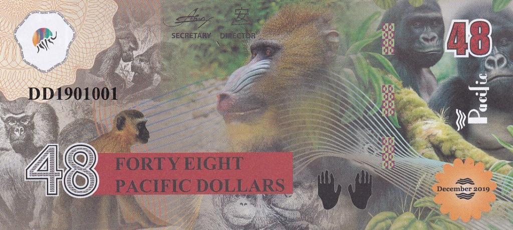 Тихий океан Бона 48 долларов 2019 год Обезьяны UNC (30166)