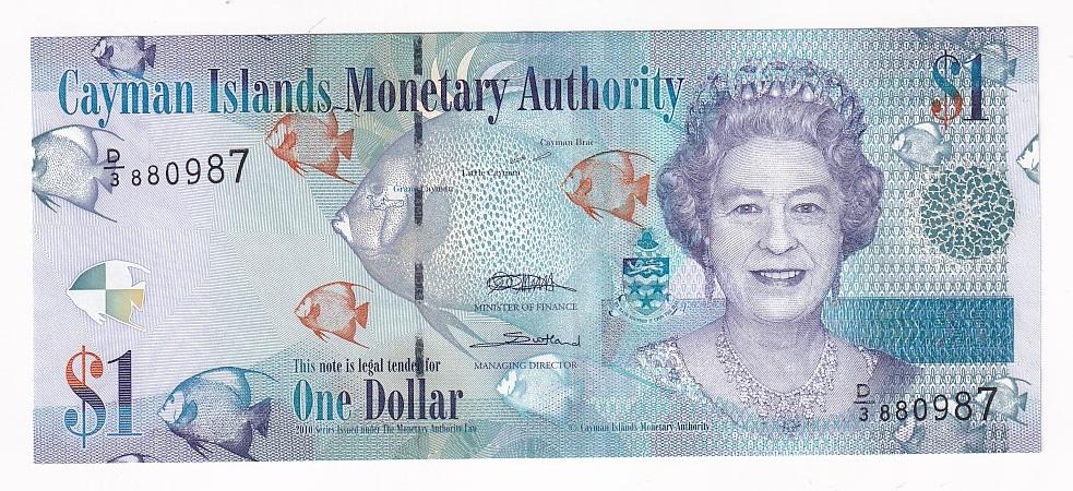 Каймановы острова Банкнота 1 доллар 2010 Серия D/3 Кайманы UNC (33617)