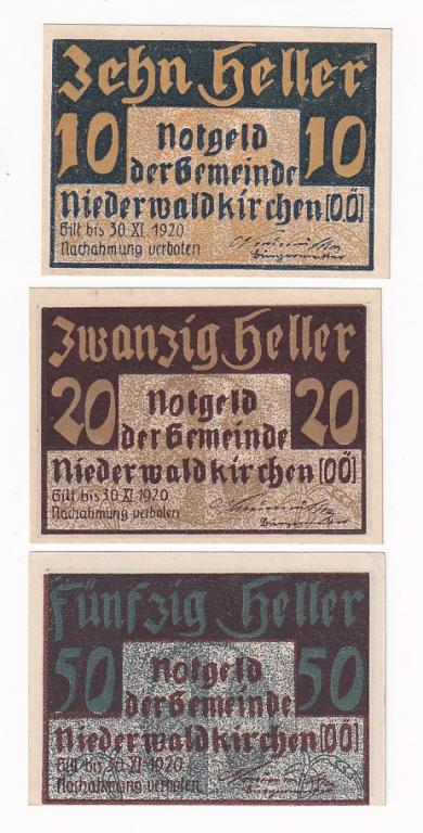Австрия Полный набор 3 нотгельда 1920 год UNC (34153)