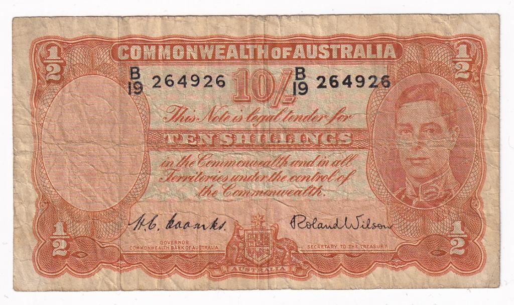 Австралия Банкнота 10 шиллингов 1952 год VF (30568)