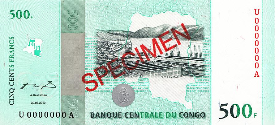 Конго Банкнота-образец 500 франков 2010 год 50 лет Независимости Конго UNC (7182)