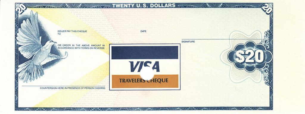 США Дорожный чек - образец 20 долларов RARE UNC (9703)