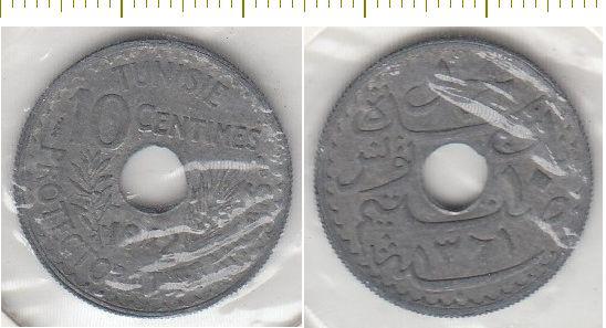 Тунис Монета 10 сантим 1942 год UNC (24947)