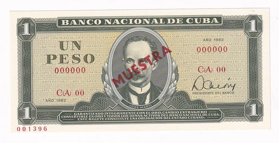 Куба Банкнота-образец 1 песо 1982 год UNC (31951)