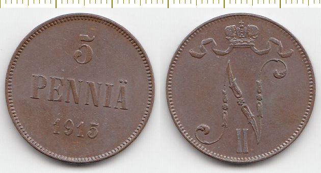 Финляндия Монета 5 пенни 1915 год UNC (25790)