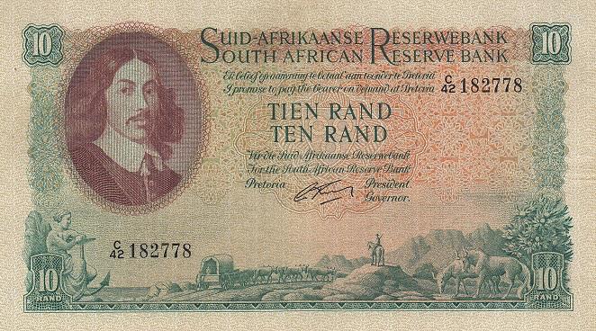 Южная Африка Банкнота 10 рандов 1962 - 1965 год №182778 VF (23479)