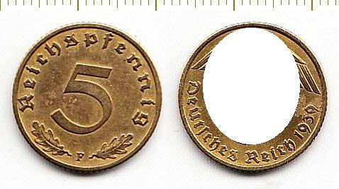Германия Монета 5 пфеннигов 1939 год F VF+ (14033)