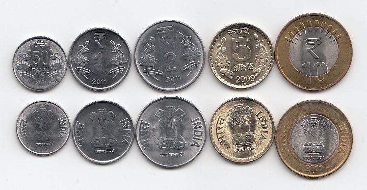 Индия Набор 5 монет 2009 - 2012 год UNC (16257)